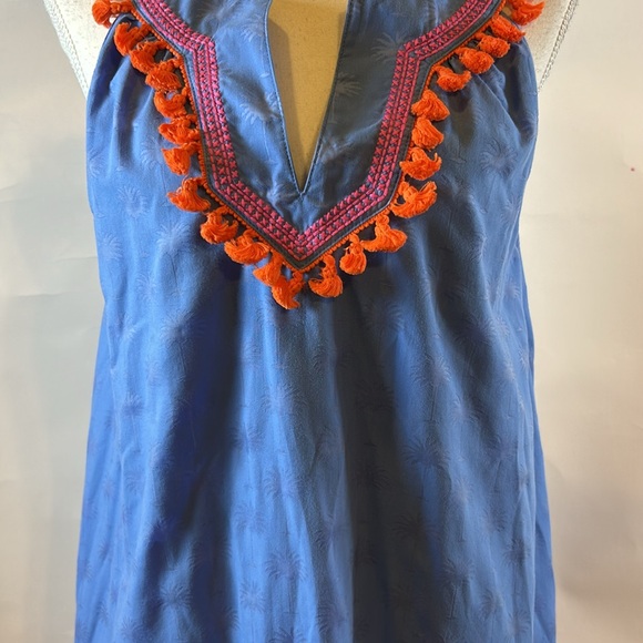 Vineyard Vines | Sunset Palm Tassel Dress in Burn Out Breaker Blue | Small - Picture 5 of 15